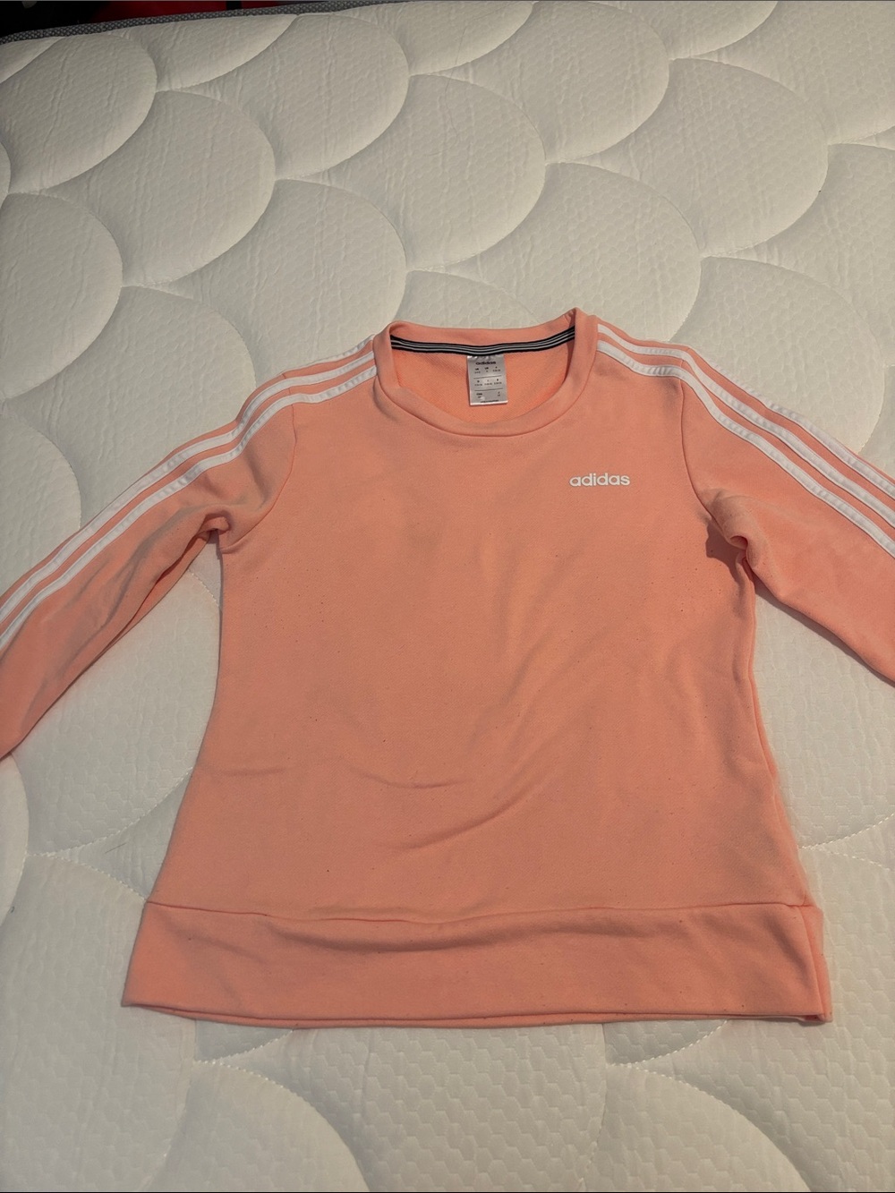 adidas Peach-Orange Crewneck Sweatshirt with White Stripes
